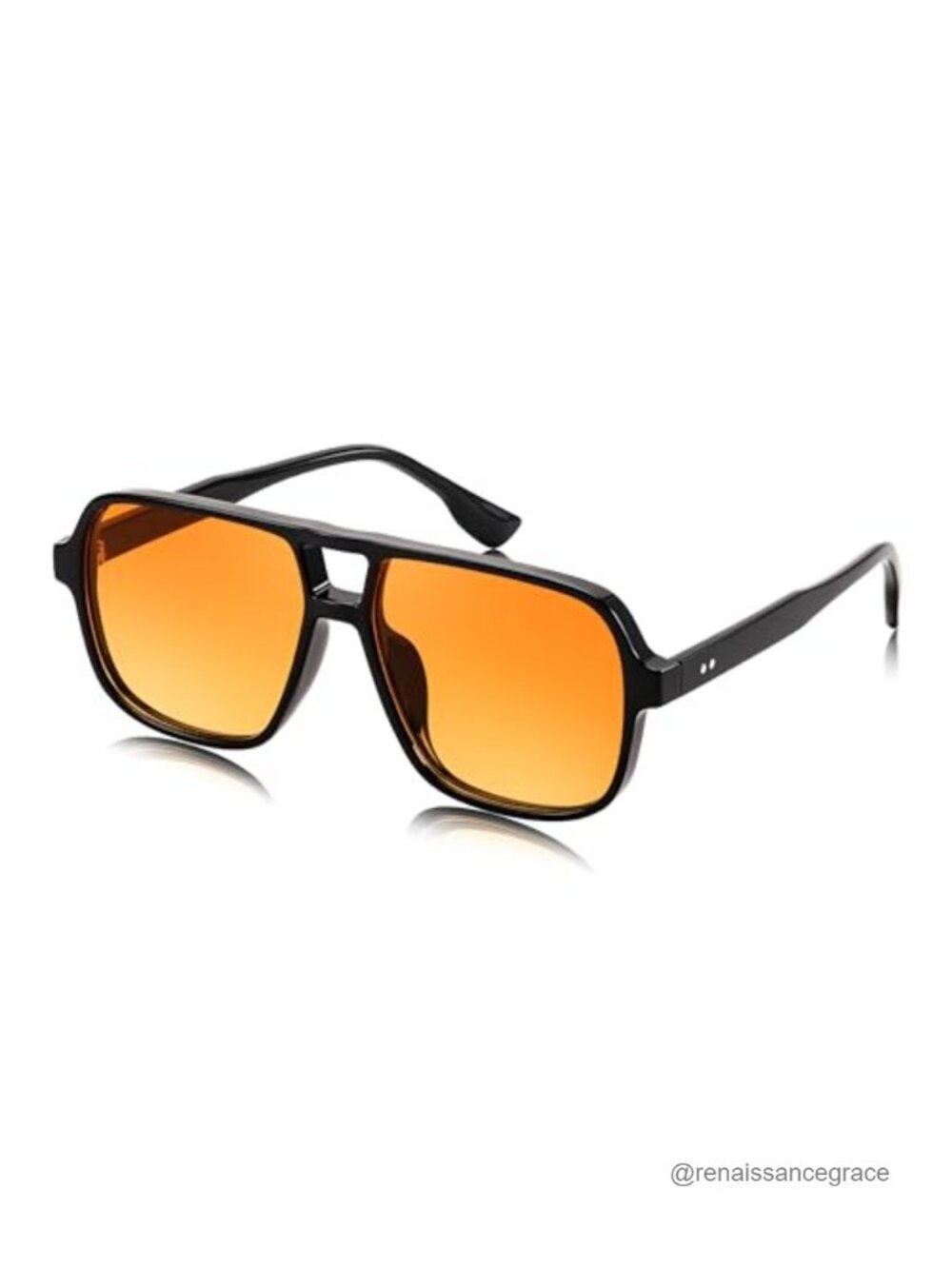 Retro Square Double Bridge Sunglasses UV400 Plastic Frame Unisex